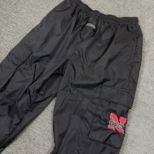 Vtg Nebraska Cornhuskers Zubaz Windbreaker Cargo Pants Size L Black Ankle Zip